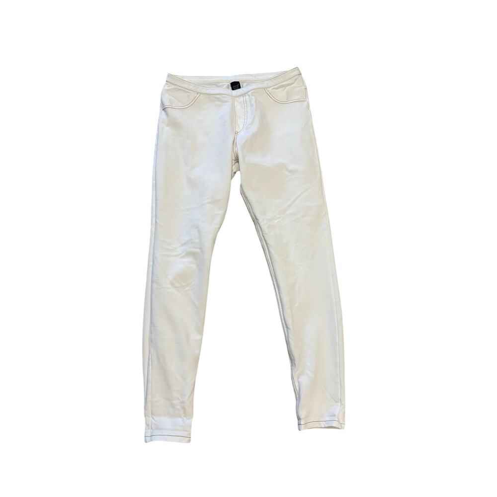 Hue L white jegging legging pockets elastic waste pullon like a jean but softer